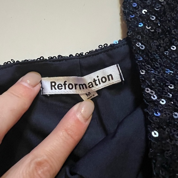 NWT Reformation Jimmy Dress Navy Sequin Size Medium - Picture 8 of 13